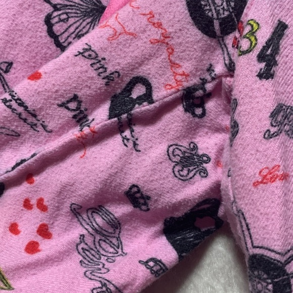 Y2K PINK Victorias Secret Flannel Rock & Roll Bikercore Theme PJ Pants sz M VTG - Picture 5 of 8